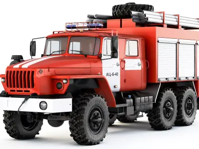 Ural 5557 AC-6-40 fire truck 2021 3D model