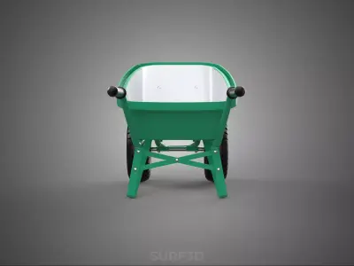 TWIN WHEEL TIRE WHEELBARROW TOOL GARDEN GREEN TRAY TROLLEY FARM 3D model