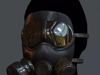 Gas mask helmet 3d model scifi Low-poly Low-poly 3D model Low-poly 3D model 19
