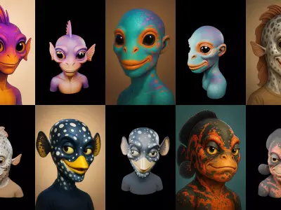 Head Fish bundle 15 pack 66 glb 3D model