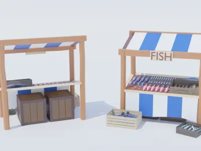 Pack Sea Low-Poly Low-poly 3D model