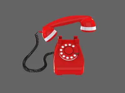 vintage telephone phone red communication retro 3D model