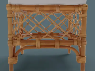 Bamboo chair Low-poly 3D model