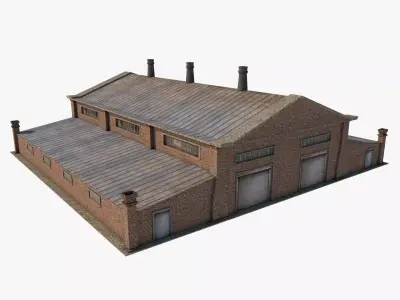 Factory Building 4 Low-poly 3D model