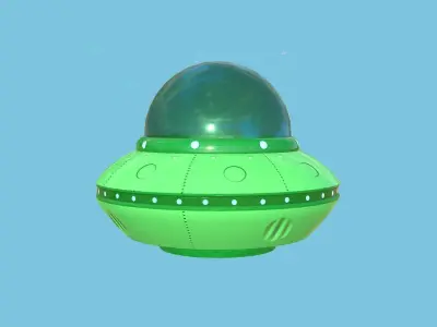 Cartoon UFO A4 - SciFi Flying Saucer - Green Low-poly 3D model