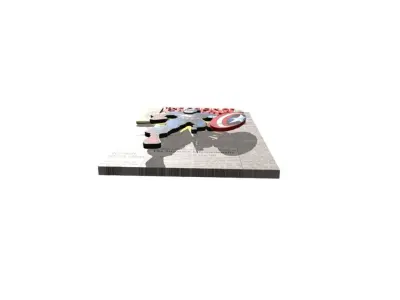 Captain America 3D Comic Low-poly 3D model