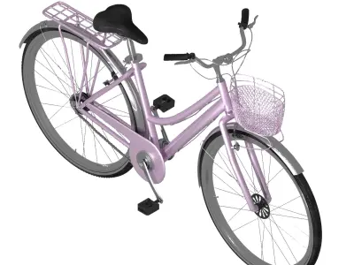Pink bicycle for women 3D model