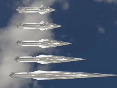 Futuristic Cubic Silver Weapons Low-poly 3D model