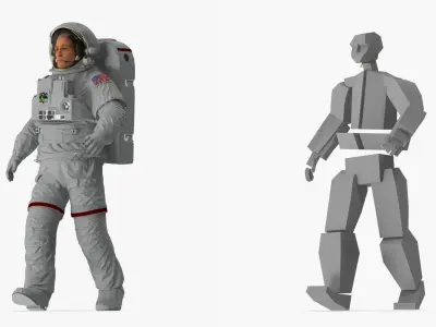 Astronaut Suit with Male Figure Rigged 3D model