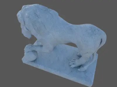 Sculpture-005 statue of lion with ball 3D model
