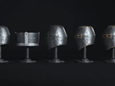 Medieval Helmet Pack 01 Low-poly 3D model