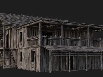 Old Wooden Building 4K Textures GameReady 183 Low-poly 3D model