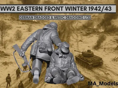 Eastern Front 1942-43  german Dragged  Medic Dragging 1-35 3D print model