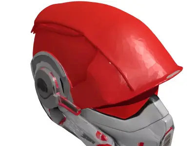 Metallic SciFi Helmet with Red Visor 3D model