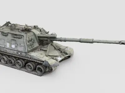 Destroyed 2S19 Msta 152 mm self-propelled howitzer M1990 3D model get