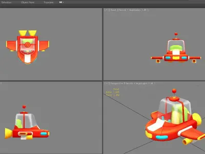 Cartoon spaceship Low-poly 3D model