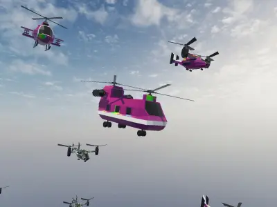 Helicopter Packs Low-poly 3D model