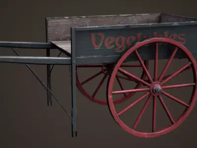 Hand drawn cart Low-poly 3D model