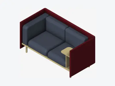 Sofa - Contemporary - Flame - Small Work Shelf - Right Low-poly 3D model