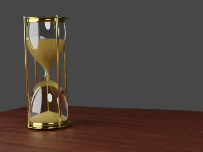 Hourglass 3D Model golden on wooden table Free low-poly 3D model purchase