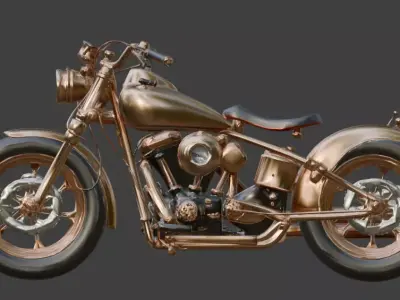 Steampunk High-Performance Motorcycle 3D Model Low-poly 3D model