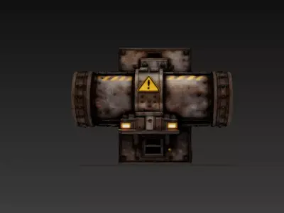 Industrial Sci-Fi Wall Mounted Pipeline Pipe - PBR Low Poly Low-poly 3D model