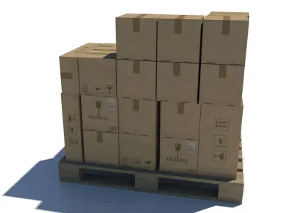 Pallet with Boxes Low poly Low-poly 3D model