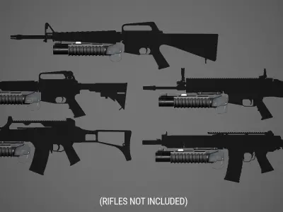 PBR M203 Grenade Launcher Low-poly 3D model