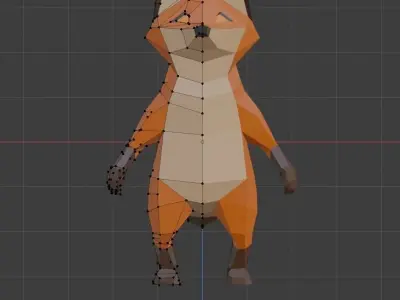 Low Poly Fox polygonal Low-poly 3D model