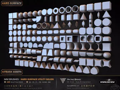 150 Hard Surface IMM Utility Solids Low-poly 3D model