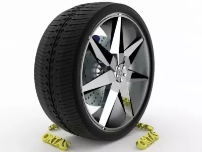 ORTAS CAR WHEEL RIM 80 GAME READY WHEEL RIM TIRE 3D model