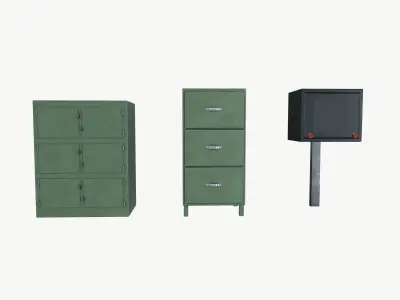 Metal Storage Locker Low-poly 3D model