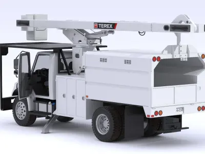 International MV607 Tree Truck Terex XT Pro 70 Forestry Boom 3D model