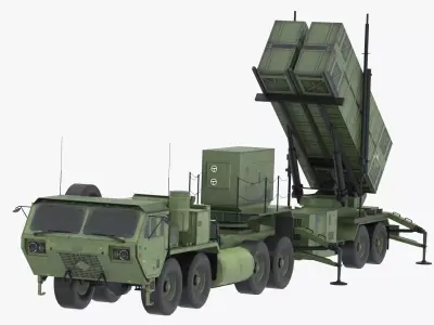 Surface to Air Missile System Vehicle Military Army Game Ready Low-poly 3D model
