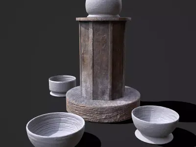 Earthenware Pottery Bowls and Pottery Wheel Design Two 3D Model Pack