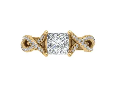 Princess Art Deco Ring 3D print model 16