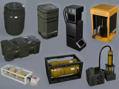 Sci-fi Asset Collection Low-poly 3D model