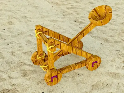 Game wood tank  Low-poly 3D model