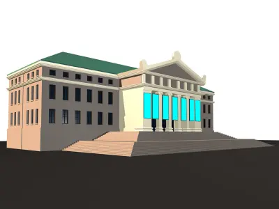 Museum building with steps and roof 3D model