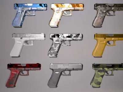Glock 17 Handgun Low-poly 3D model