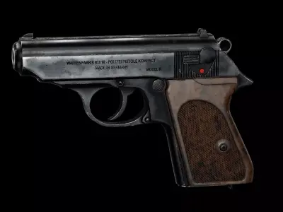 Game Ready Walther PPK Pistol PBR Rigged Low-poly 3D model