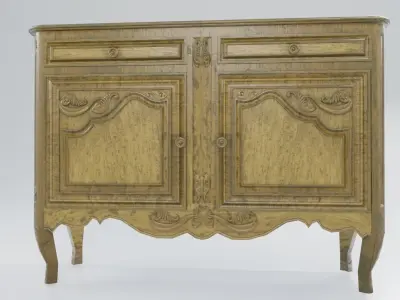 Carved Door Console Antique furniture 3D model