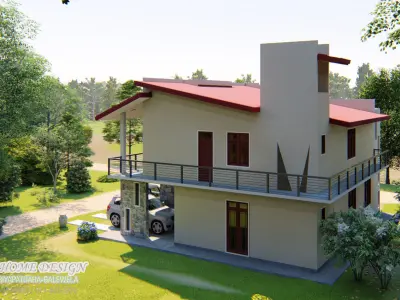 Modern commercial and residential building 3D model