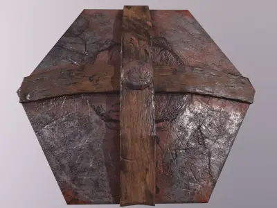 Shield Lowpoly made of wood and metal Low-poly 3D model