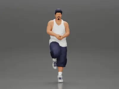 gangster in cap short standing in one leg leaning against car 3D print model