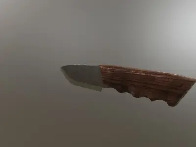 Knife 3D model with wooden handle Low-poly 3D model