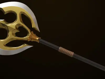 Battle Axe06 Bronze All PBR Unity UE Textures Included Low-poly 3D model