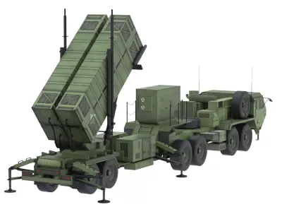 Surface to Air Missile System Vehicle Military Army Game Ready Low-poly 3D model
