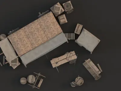 medieval market Low-poly 3D model order