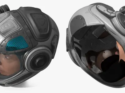  Astronaut Head in Futuristic Helmet 